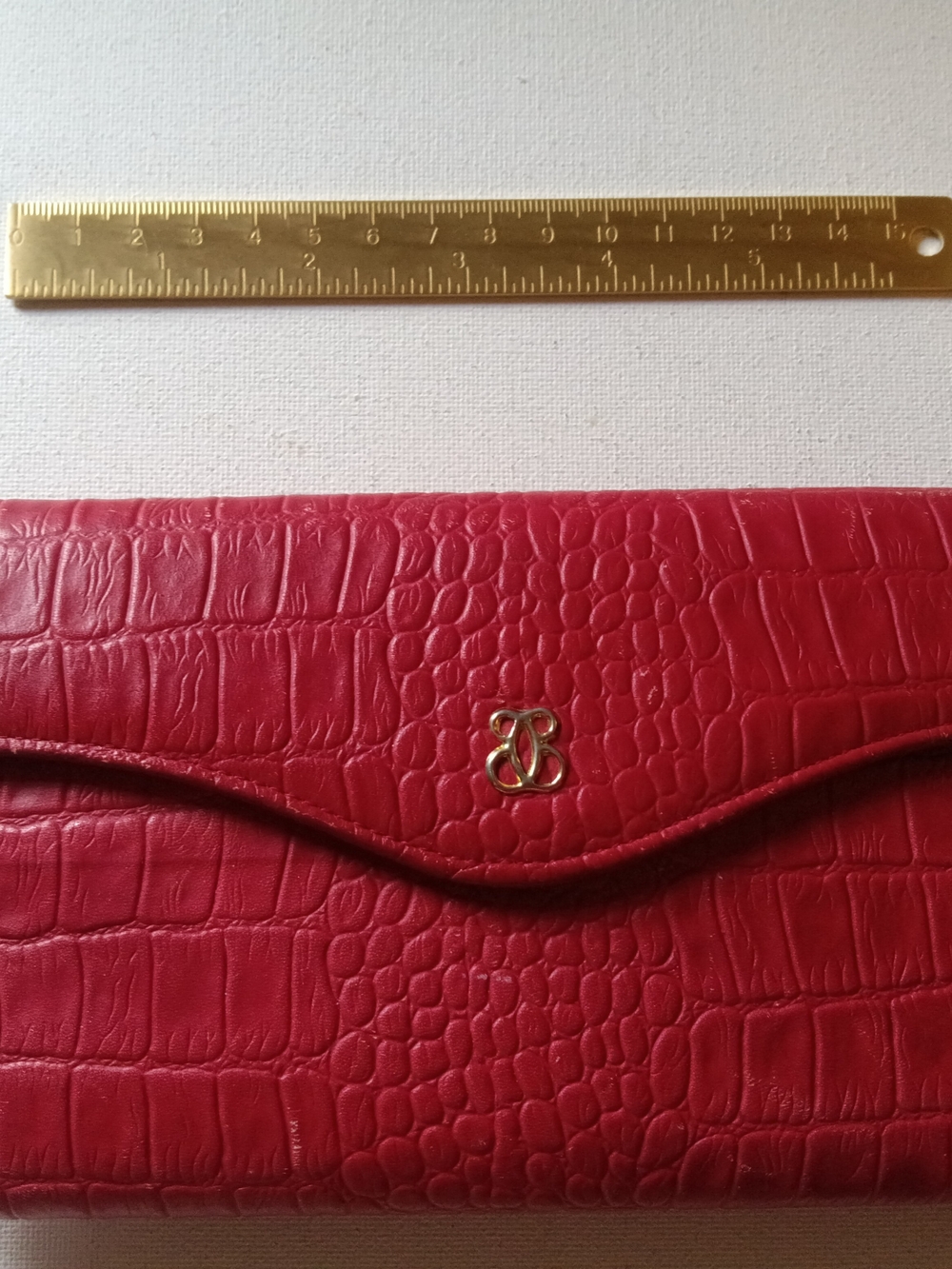 Buxton Red Croc-Embossed Leather Checkbook Wallet